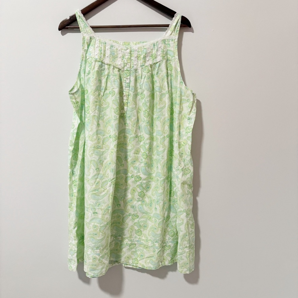 croft & barrow Light Green Paisley Cotton Sleep Chemise